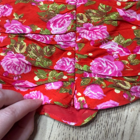 Zara Women's Medium Floral Rose Puff Long Sleeve Corset Crop Top Blouse - Picture 8 of 8